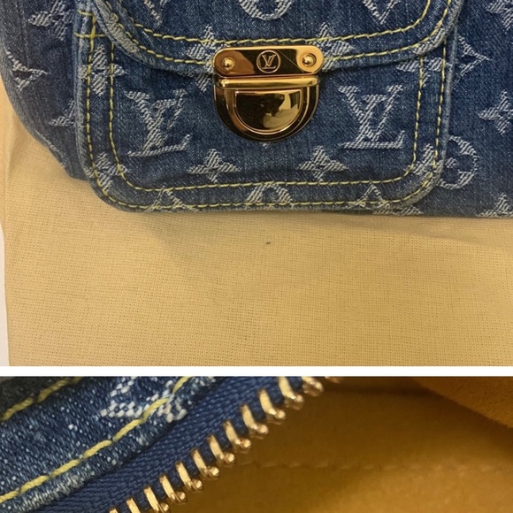 Louis Vuitton 2005 blue monogram denim Neo speedy handbag M95019 A++ Conditionπ - Picture 5 of 12